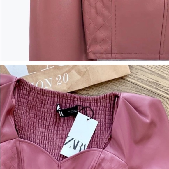 Beautiful dusty pink/mauve leather Zara top. Worn once. - Picture 2 of 4